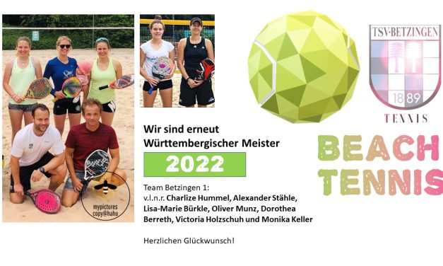 Team TSV Betzingen 1 wird erneut Württembergischer Meister 2022