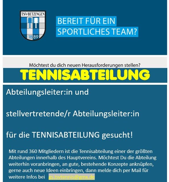 Die Tennisabteilung des TSV Betzingen e.V. steht für Zukunft und Erfolg